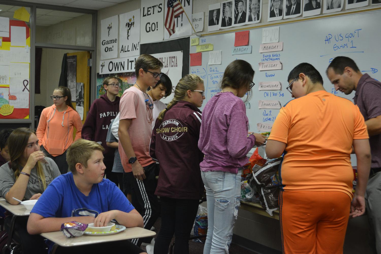 The freshman and seniors in the program plan food days. They both brought food for everyone in the advisement to eat.