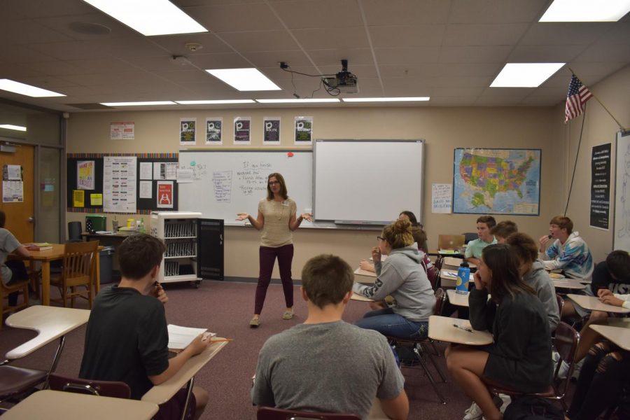 Experienced teacher Gretta Hubert begins class. Teachers work hard every day to provide a good experience for all their students.