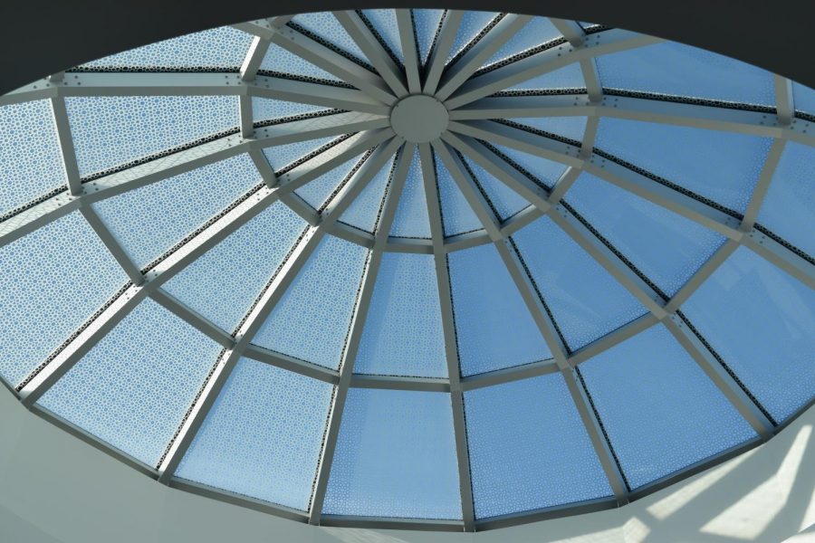 Having a dome is tradition in a Mosque. This one is transparent glass to look more modern.