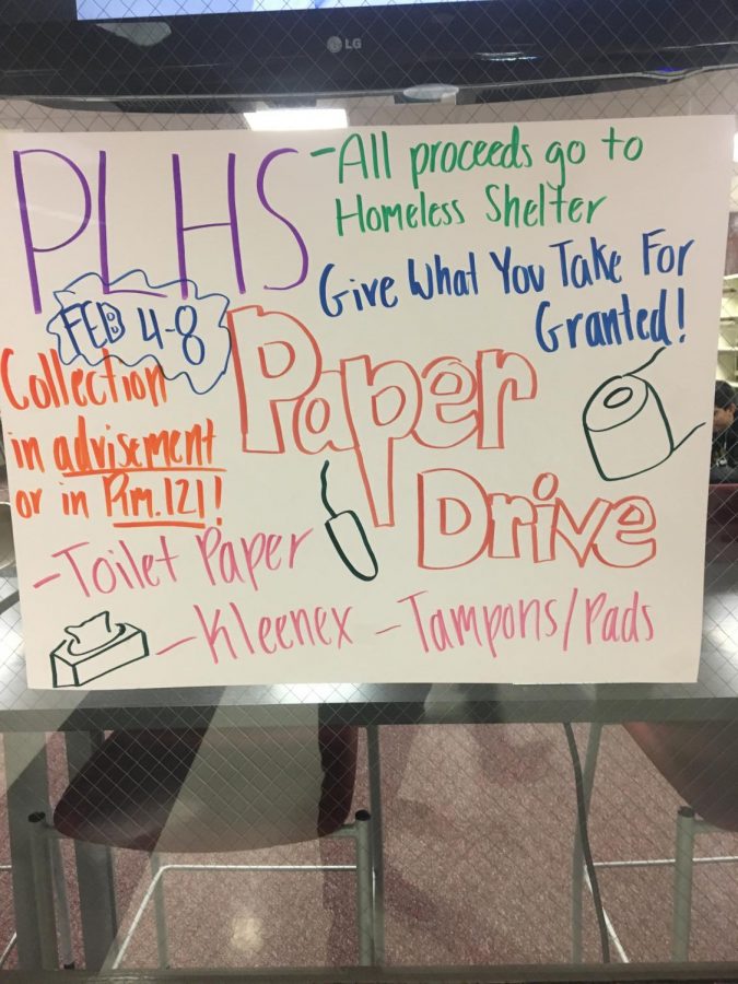 The Monarchs for Social Justice hung up posters around the school to advertise the paper drive.