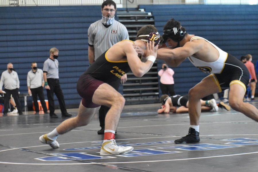 Junior, Nick Hamilton wrestles a kid from Fremont. Hamilton pinned his opponent in this match.