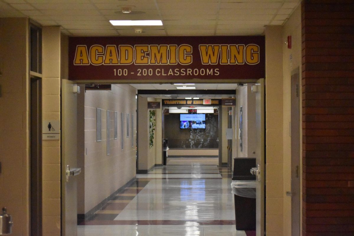 The academic wing entrance into the 100-200 classrooms. 