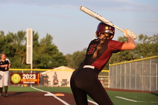 Freshman Allison Dibelka steps up to bat for her first high school game. The Monarchs took down Westside 13-3.