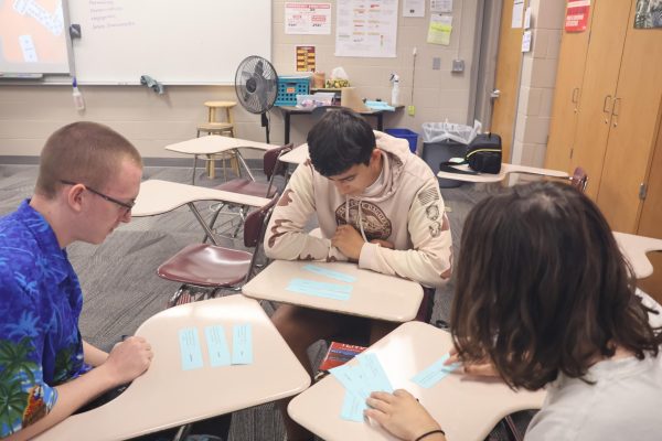 AP Spanish students do an activity in class as their task for the day.