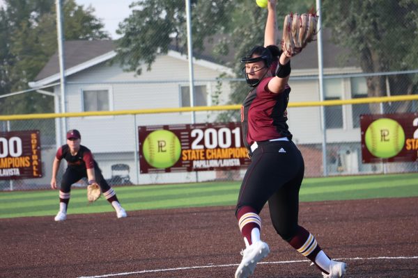 Carly Bertolini winds up to throw a strike for her team.