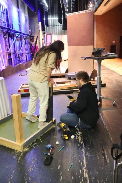 Set crew from 2025 theater season work on the set for Fiddler on the Roof