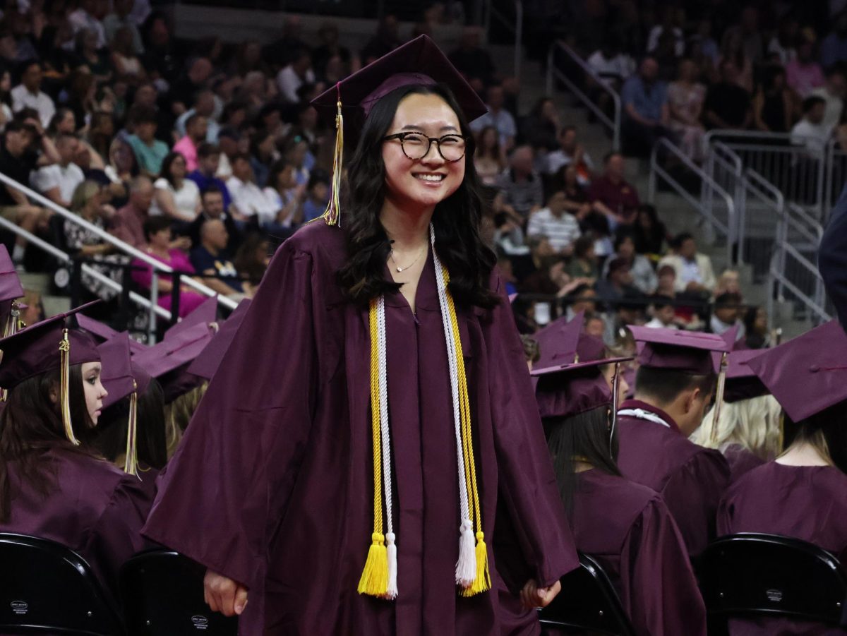 Vicky Wu gets ready to walk the stage at graduation on May 5. Wu was the only senior in her class to be accepted into an Ivy League, and plans to attend Harvard University in the fall. 